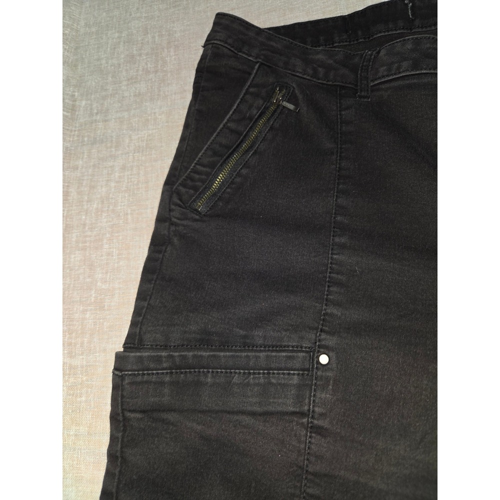 Womens Black Cargo Utility Straight Leg Jeans Stretch Y2K Pants Size 36x28 - Picture 11 of 14